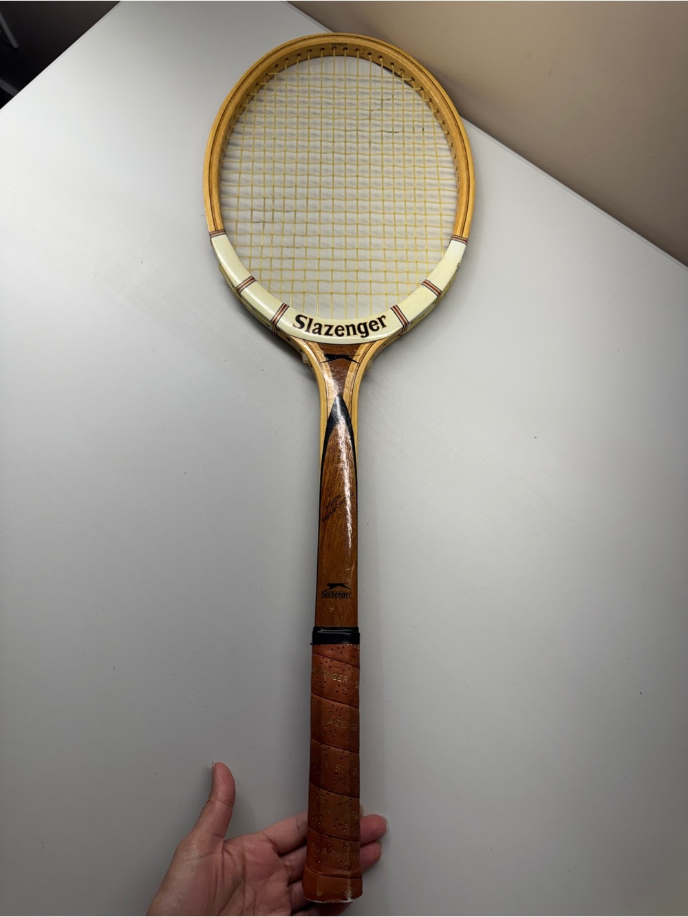 Slazenger Wooden Tennis Racket  Triumph 4 3/8” Fiber Reinforced No 1769 Vintage